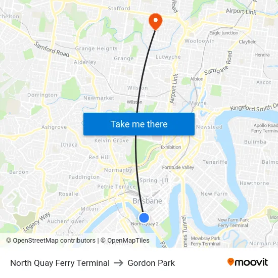 North Quay Ferry Terminal to Gordon Park map