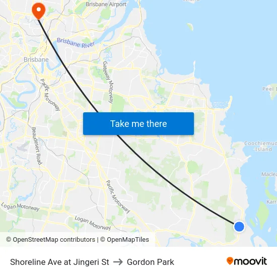 Shoreline Ave at Jingeri St to Gordon Park map
