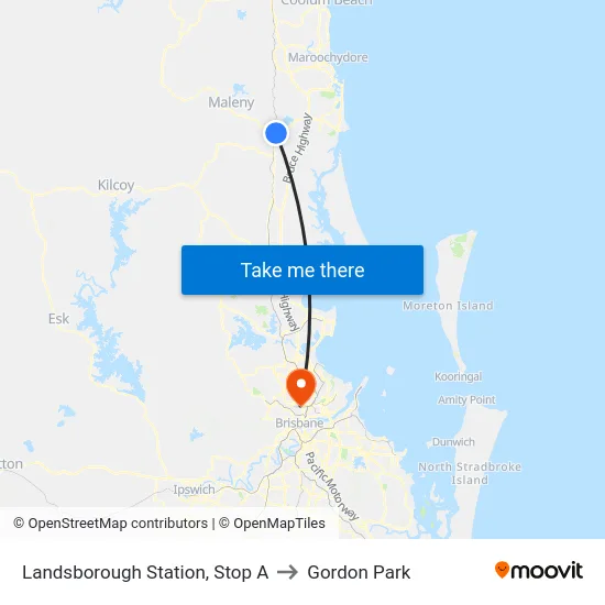 Landsborough Station, Stop A to Gordon Park map