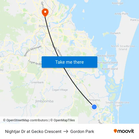 Nightjar Dr at Gecko Crescent to Gordon Park map
