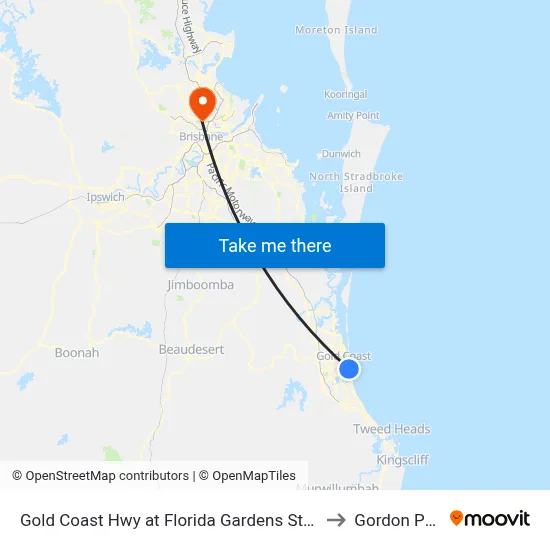 Gold Coast Hwy at Florida Gardens Station to Gordon Park map