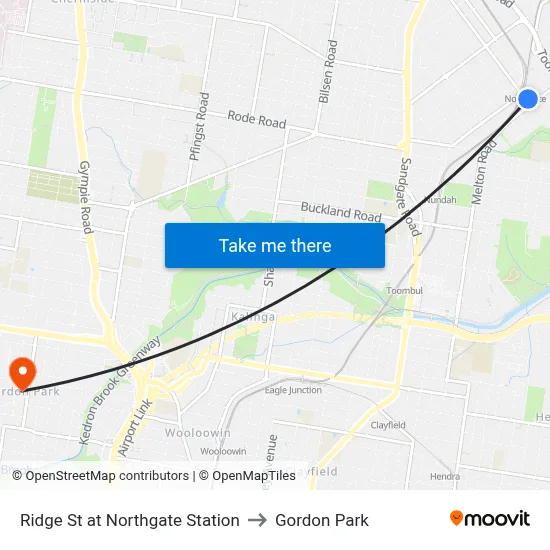 Ridge St at Northgate Station to Gordon Park map