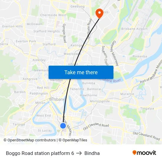 Boggo Road station platform 6 to Bindha map