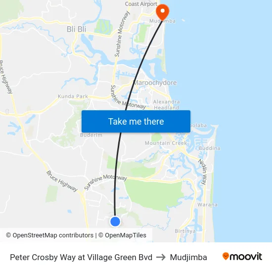 Peter Crosby Way at Village Green Bvd to Mudjimba map