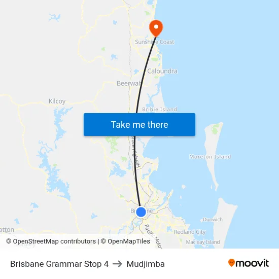 Brisbane Grammar Stop 4 to Mudjimba map
