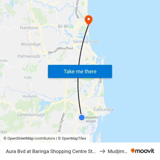 Aura Bvd at Baringa Shopping Centre Stop A to Mudjimba map