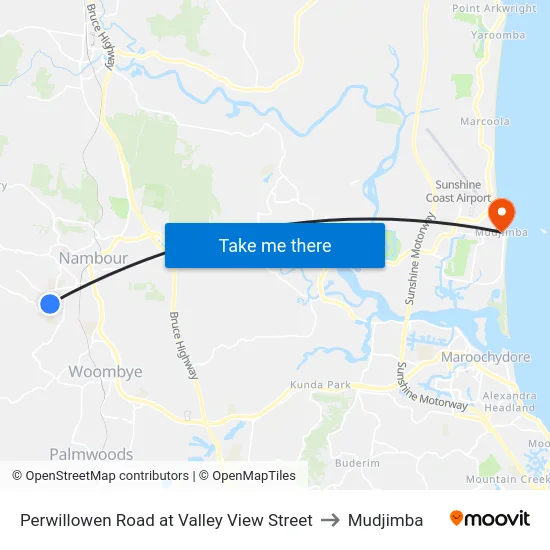 Perwillowen Road at Valley View Street to Mudjimba map