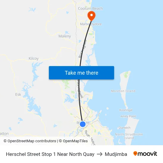 Herschel Street Stop 1 Near North Quay to Mudjimba map