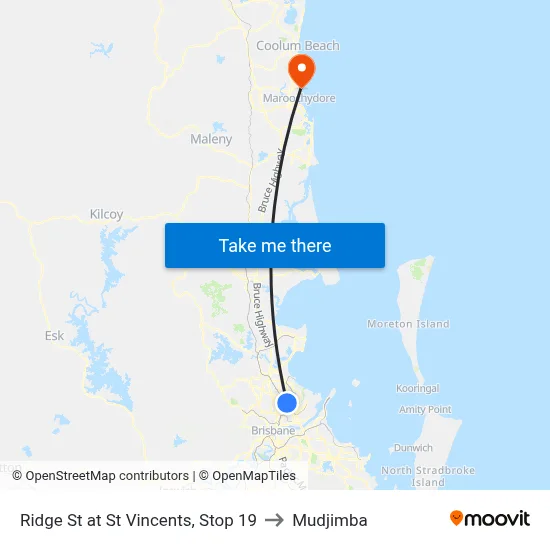 Ridge St at St Vincents, Stop 19 to Mudjimba map