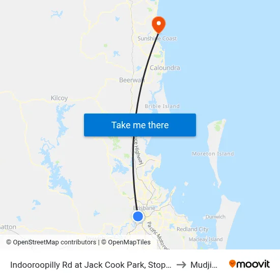 Indooroopilly Rd at Jack Cook Park, Stop 18/19 to Mudjimba map