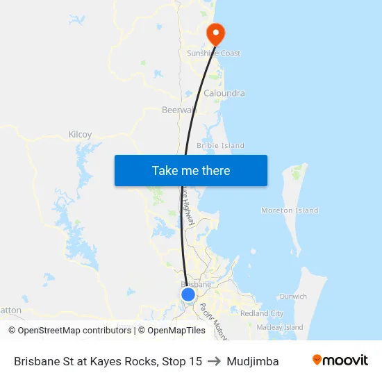 Brisbane St at Kayes Rocks, Stop 15 to Mudjimba map