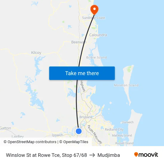 Winslow St at Rowe Tce, Stop 67/68 to Mudjimba map
