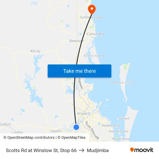Scotts Rd at Winslow St, Stop 66 to Mudjimba map