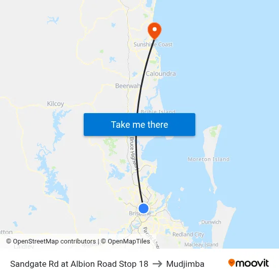 Sandgate Rd at Albion Road Stop 18 to Mudjimba map