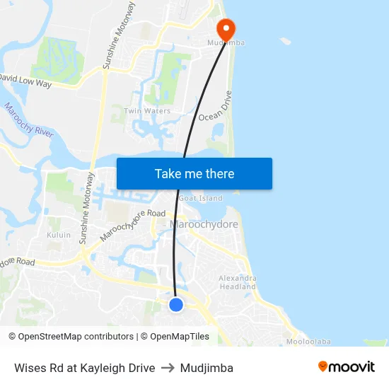 Wises Rd at Kayleigh Drive to Mudjimba map