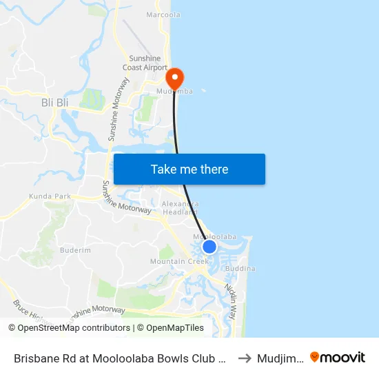 Brisbane Rd at Mooloolaba Bowls Club Closed to Mudjimba map