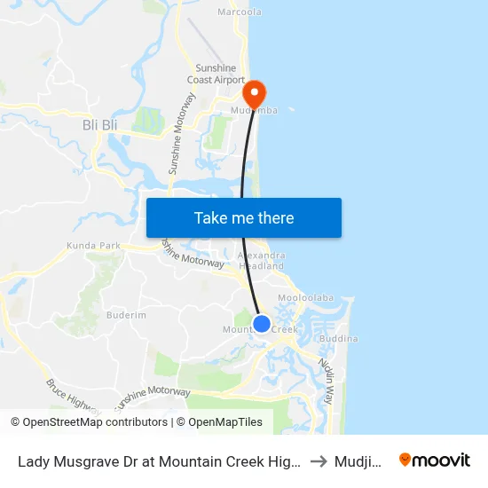 Lady Musgrave Dr at Mountain Creek High School to Mudjimba map