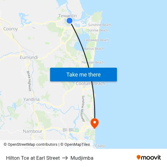 Hilton Tce at Earl Street to Mudjimba map