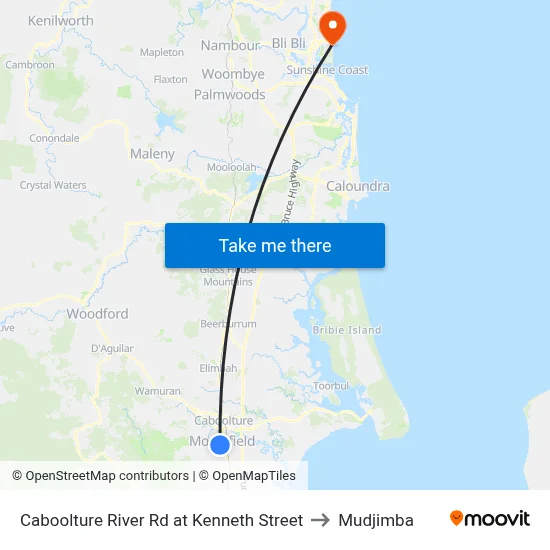 Caboolture River Rd at Kenneth Street to Mudjimba map