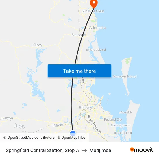 Springfield Central Station, Stop A to Mudjimba map