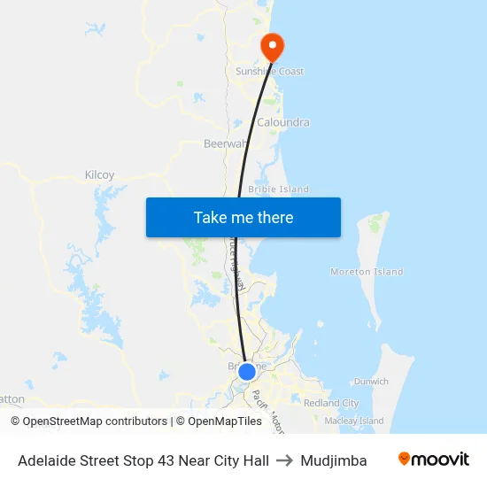 Adelaide Street Stop 43 Near City Hall to Mudjimba map