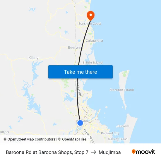 Baroona Rd at Baroona Shops, Stop 7 to Mudjimba map