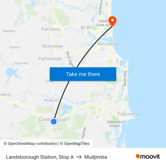 Landsborough Station, Stop A to Mudjimba map