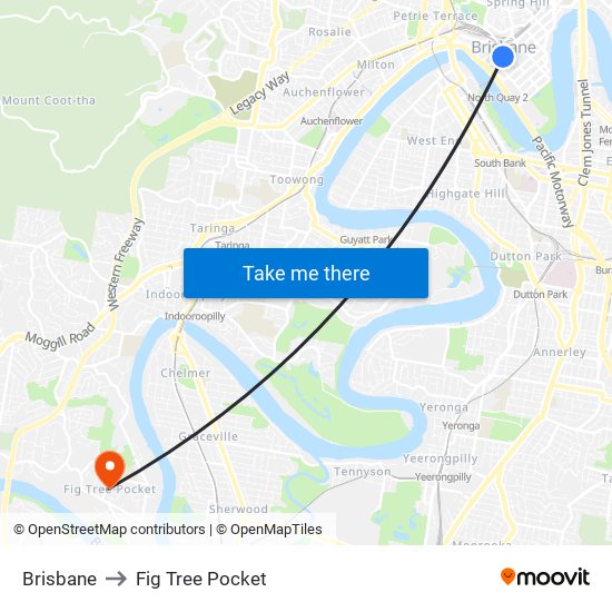 Brisbane to Fig Tree Pocket map