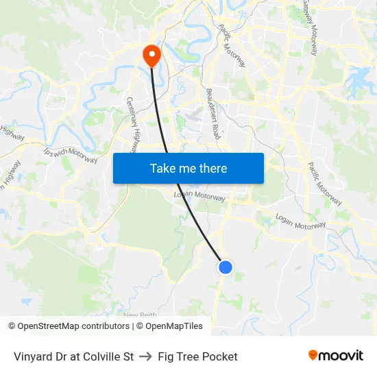 Vinyard Dr at Colville St to Fig Tree Pocket map