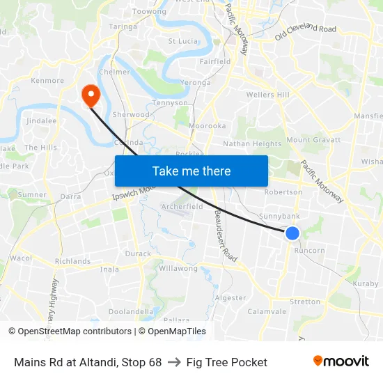 Mains Rd at Altandi, Stop 68 to Fig Tree Pocket map