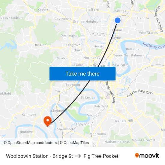 Wooloowin Station - Bridge St to Fig Tree Pocket map