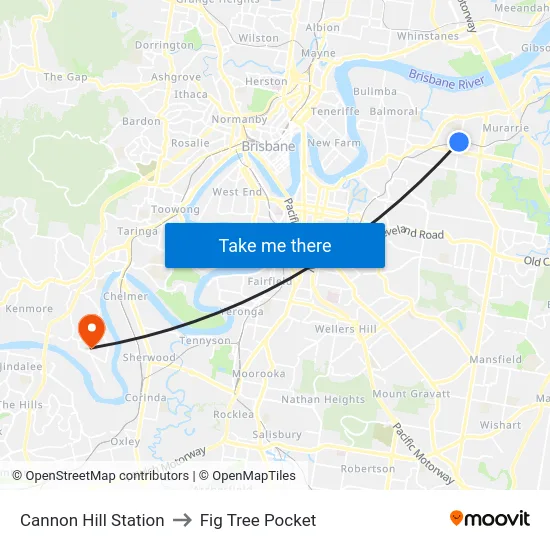Cannon Hill Station to Fig Tree Pocket map