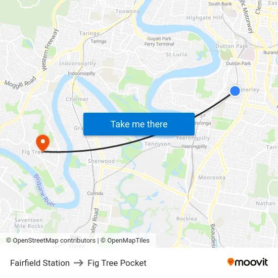 Fairfield Station to Fig Tree Pocket map