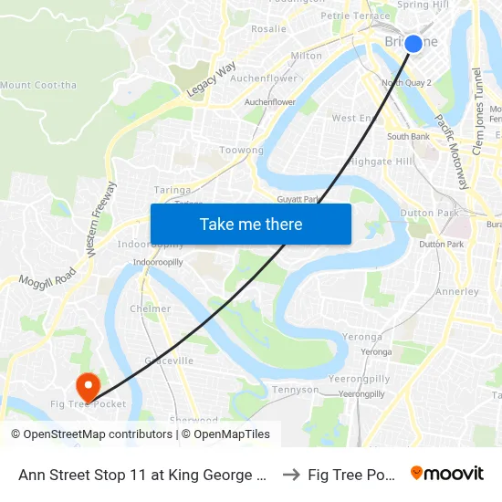 Ann Street Stop 11 at King George Square to Fig Tree Pocket map