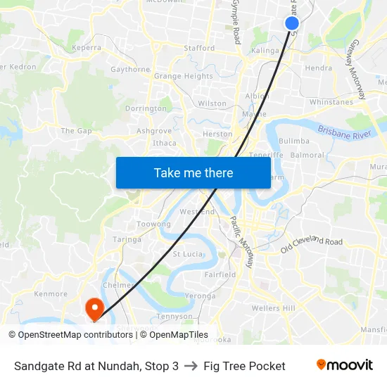 Sandgate Rd at Nundah, Stop 3 to Fig Tree Pocket map