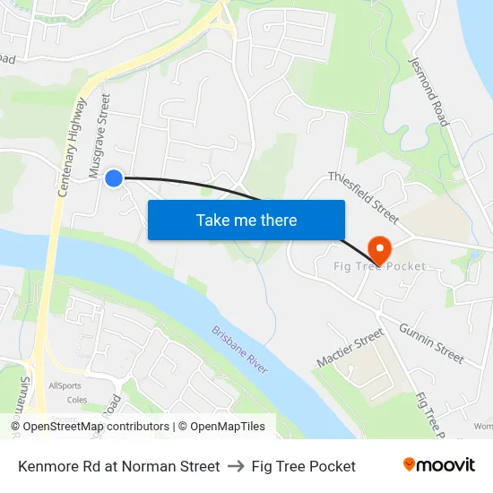 Kenmore Rd at Norman Street to Fig Tree Pocket map