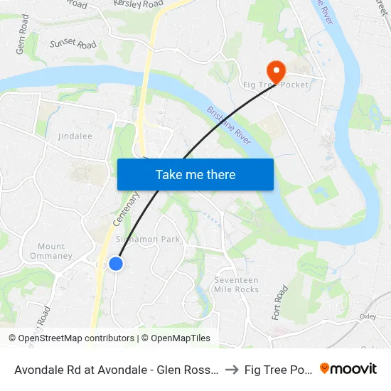 Avondale Rd at Avondale - Glen Ross, Stop 61 to Fig Tree Pocket map