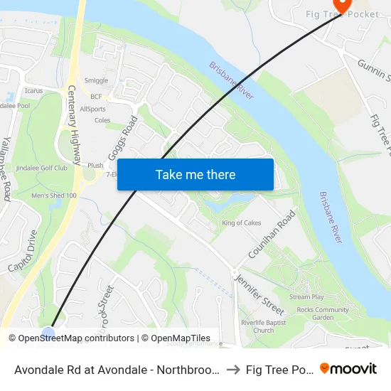 Avondale Rd at Avondale - Northbrook, Stop 60 to Fig Tree Pocket map