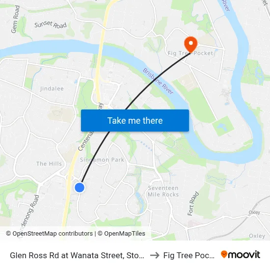 Glen Ross Rd at Wanata Street, Stop 54 to Fig Tree Pocket map