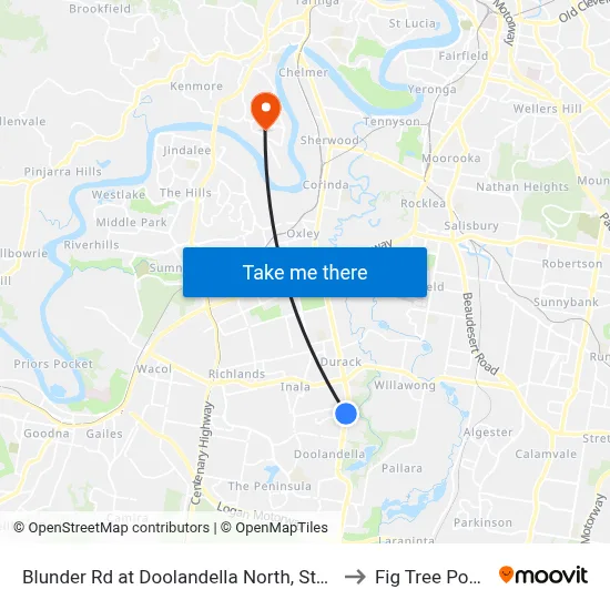 Blunder Rd at Doolandella North, Stop 61a to Fig Tree Pocket map