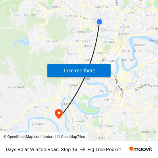 Days Rd at Wilston Road, Stop 1a to Fig Tree Pocket map
