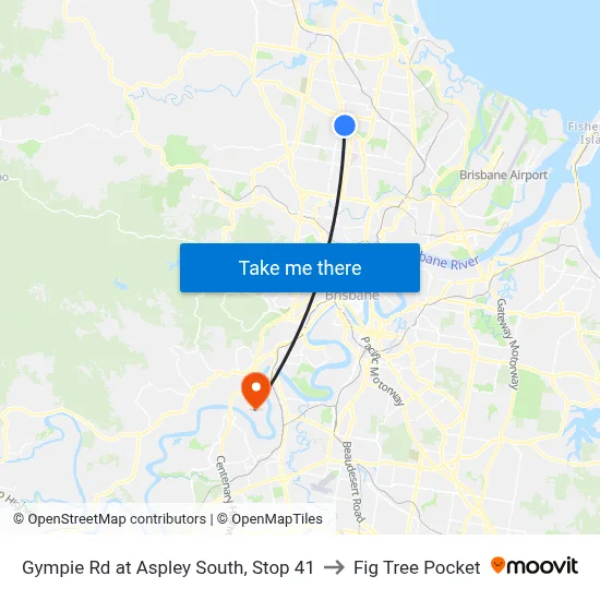Gympie Rd at Aspley South, Stop 41 to Fig Tree Pocket map