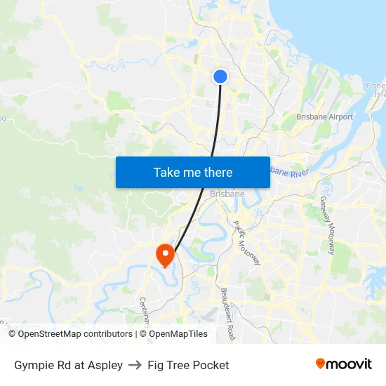 Gympie Rd at Aspley to Fig Tree Pocket map