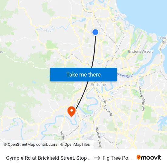 Gympie Rd at Brickfield Street, Stop 45/44 to Fig Tree Pocket map