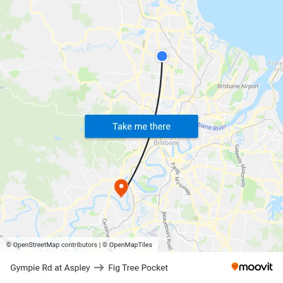 Gympie Rd at Aspley to Fig Tree Pocket map