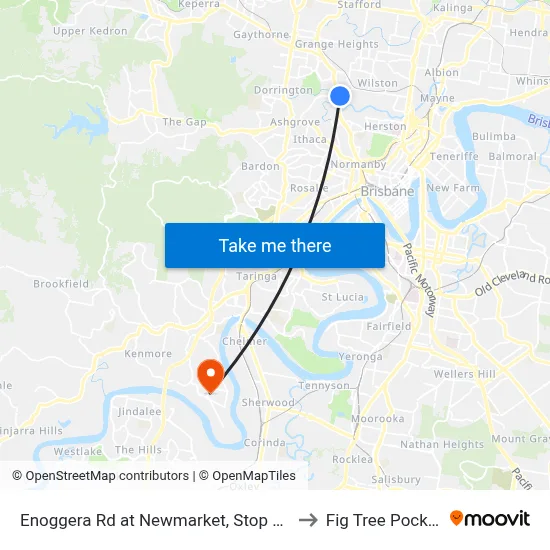 Enoggera Rd at Newmarket, Stop 20 to Fig Tree Pocket map