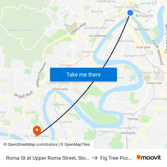 Roma St at Upper Roma Street, Stop 3 to Fig Tree Pocket map