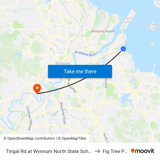 Tingal Rd at Wynnum North State School, Stop 10/5 to Fig Tree Pocket map