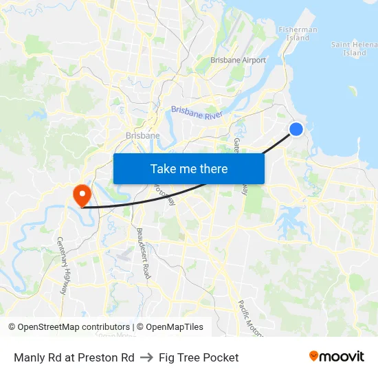 Manly Rd at Preston Rd to Fig Tree Pocket map