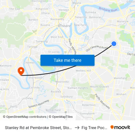 Stanley Rd at Pembroke Street, Stop 42 to Fig Tree Pocket map